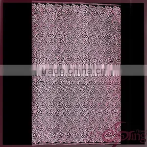 Pink Roset Embroidery Lace Fabric, Silver Metallic Mesh Lace Embroidery thumbnail-5