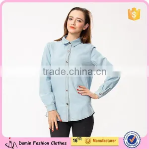 China Wholesale Denim Long Sleeve Point Collar Vintage T Shirt thumbnail-3