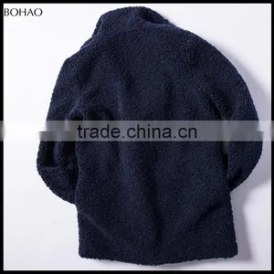 2015 Winter Fashion Blue French Terry Wool Fabric Coat thumbnail-6