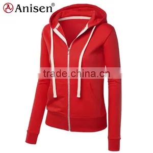 Oem Service 100% Cotton Slim Custom Women Zipper Hoodies thumbnail-1