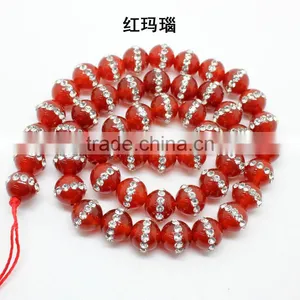 4-12 mm Red Agate Crystal Rhinestone Stone Strand 2016 New Round Stone Beads With Crystal& Rhinestone Setting thumbnail-1