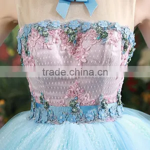 MGOO High Quality Hand Made Fairy Blue Prom Dresses Big Ball Tulle Dress Beautiful Vestidos YDYS15B0016 thumbnail-4