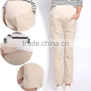 Plus Size Stretch Maternity Clothes Belly Band Trousers Straight Cut Pregnant Pants Maternity Pants thumbnail-1