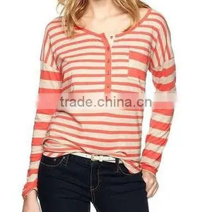 WOMEN'S STRIPED LONG SLEEVE DESIGNER T SHIRT thumbnail-1