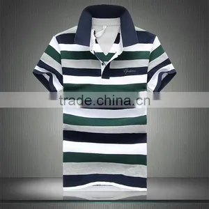 Wholesale Custom Polo T Shirt 2016 New Design Cotton Short Casual Striped Slim Contrast Color Men's Polo Shirt thumbnail-3
