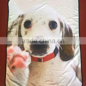 3D Photo Custom Fleece Throw Blanket Printed For Puppy Animal Dogs thumbnail-1