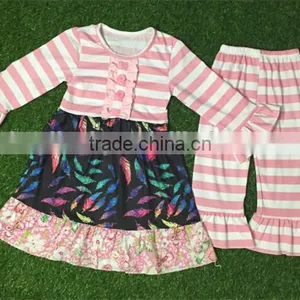 2017 Wholesale Kids Boutique Ruffle Outfits Skirt With Cute Shorts Kids Outfits Teen Girls Clothing Sets thumbnail-1