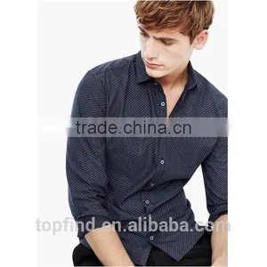 Spots Print Classic Collar White Button Slim Fit Fashionable Casual Men's Shirt for 2016 thumbnail-2