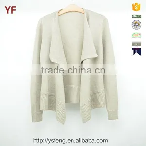 White Big Collar Womens Jerseys Knitted Cardigan Sweater thumbnail-1