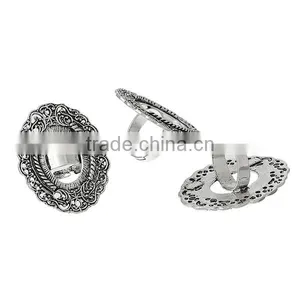 Adjustable Rings Oval Antique Silver Cabochon Settings 17.9mm 10 PCs Ring Setting thumbnail-3