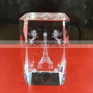 High Quanlity 3D Laser Engraved Paris France Eiffel Tower Cube for Wedding Gift thumbnail-1