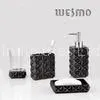 4 Pcs Black Polyresin Bathroom Set, Environmentally Friendly, Original Finish thumbnail-1