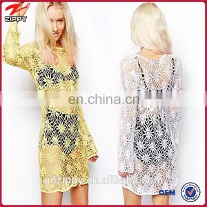 Women Clothing Crocheted Long Sleeve Dress for Women thumbnail-1