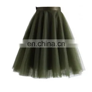 Mesh Tulle Skirt in Olive thumbnail-5