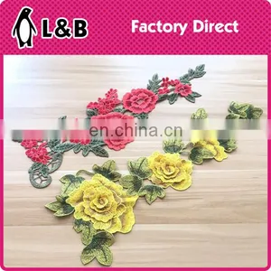 Hot Sale 3D Embroidery Trim Red Flower Collar for Lady Clothing thumbnail-3