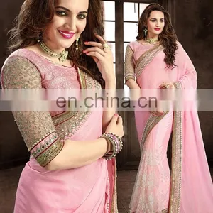 Pink Color Heavy Designer Sarees | Lace Design Saree thumbnail-1