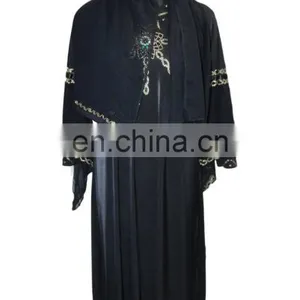 Women African Style Abaya / Latest Black And Golden Diamond Stone Work Embroidery Burkha/ Latest New York Fashion (dubai Abaya) thumbnail-4
