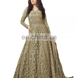 2017 Wedding Parrty Wear Net Anarkali Style Lehenga Suits (Semi-Stitched) thumbnail-1