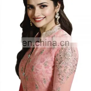 Attractive Pink Colour Semi-Stitched Salwar Kameez Dress Material For Party Wear / Casual Wear & Office Wear(salwar Kameez Suit) thumbnail-4