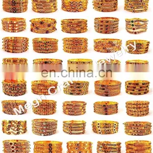 One Gram Gold Plated Bangle Set - South India Gold Plated Kada Set - Wedding Wear Bangles - Wholesale Traditional Bangle thumbnail-4