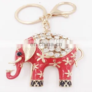 Auspicious Mini Elephant Key Chain Rings Holder Alloy Keyring Women Bag Pendant Accessories thumbnail-1