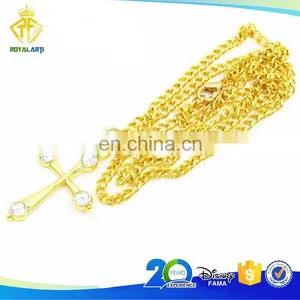 Gold Custom Cross Necklace With Shiny Czech Diamonds thumbnail-1