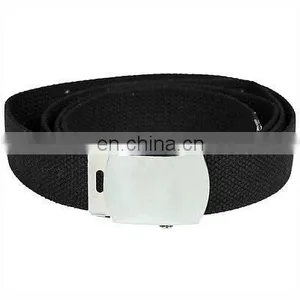 US ARMY MILITARY STYLE WEB WEBBING BELT COTTON CANVAS With SILVER BUCKLE BLACK thumbnail-1