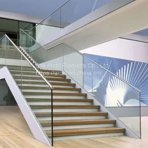Indoor Stair U Channel Balustrade Aluminum Glass Railing thumbnail-1