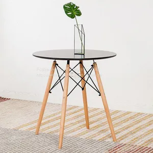 Modern White Kitchen Small Round Dining Round Table thumbnail-4