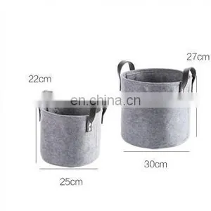 Large Capacity Strong Felt Laundry Basket With PU Leather Handle thumbnail-7