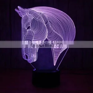 3D Illusion Horse Lamp Acrylic Led Night Light Table Desk Lamp for Bedroom thumbnail-5