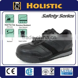 Black Leather Steel or Aluminum Toe Anti Shock Safety Shoe for Women thumbnail-1