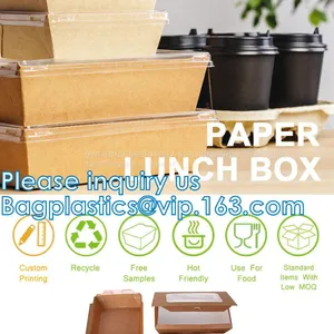 Kraft Food Container Lunch Box 2 Compartment, Bento Lunch Box Container,Airtight Microwave Safe Crisper Box Fast Food thumbnail-1