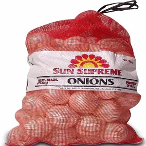 Drawstring Leno Mesh Bag With Print Logo for Sale Packing Vegetable Mesh Sack thumbnail-5