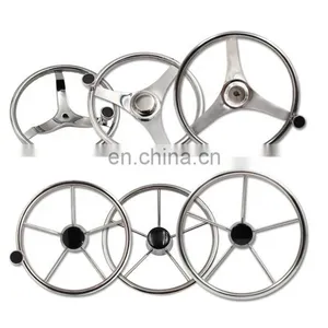 OEM Stainless Steel Marine Hardware 3 Spoke Boat Steering Wheel thumbnail-5