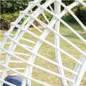 White Powder Coated Heavy Duty Outdoor Hanging Hammock Stands Garden Patio Hammock Chair Portable Household Steel Frame Rattan thumbnail-4