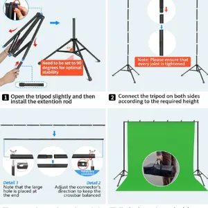 Adjustable Photography Background Stand Photo Backdrop Stands Kit 10x8ft thumbnail-2