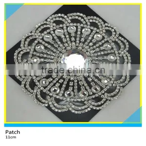 Hotfix Crystal Rhienstone Decals Bling Bling Rhinestone Cup Chain Applique 9x9cm thumbnail-3