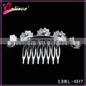 Diamond Flower Silver Metal Hair Comb Wedding Hair Jewelry Magic Hair Comb thumbnail-2