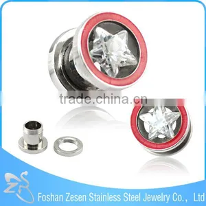 316L Big Star Zircon Body Jewelry Making Supplies Ear Plugs Tunnel thumbnail-2