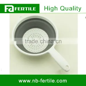 WFZ TV001138 Green Color Food Colander Collapsible Silicone Kitchen Sink Strainer With Handle thumbnail-5