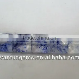 Blue Cherry Quartz Faceted Coin thumbnail-1