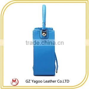 Sky Blue Woven PU Cheap Bucket Bag thumbnail-4