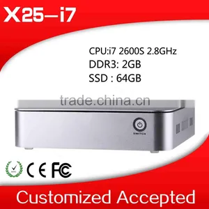 Mini pc Board Mini Server Micro Linux Server Support Wireless Keyboard, Mouse/ Touch Screen X25-I7 2600s 2G RAM 32G SSD thumbnail-1