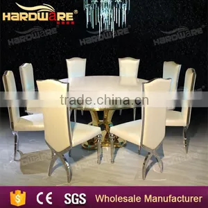 Mdf Hotel Gold Hotel Dining Table Golden Base Stainless Steel Led Table thumbnail-6