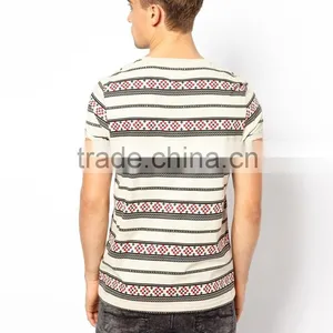 White 100% Pure Soft Cotton All Over Print T-shirt With Aztec Pattern Bangladesh Factory thumbnail-4