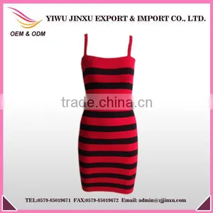Latest Seamless Fashion Sexy Tight Sleeveless Dress Women With Stripes thumbnail-1