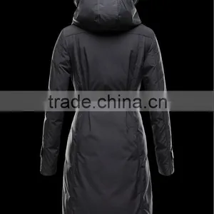 2013 OEM Winter Quilted Belted Hooded Nylon Jacket for Women Made in China thumbnail-2
