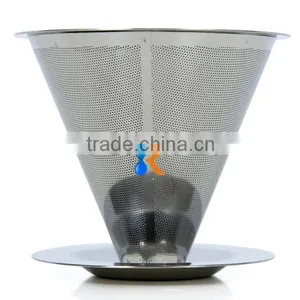 Trade Assurance 18/8 Stainless Steel Reusable Paperless Pour Over Double Layer Fine Mesh Coffee Dripper Supplier's Choice thumbnail-2