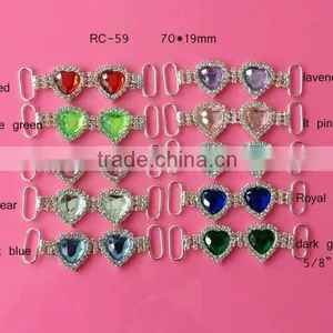 Stock Hot Selling Factory Price Colorful Heart Rhinestone Connector for Headband/hairwear for Bikini (RC-59) thumbnail-1